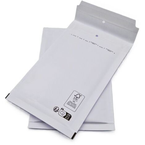 Lot de 100 Pochettes ( enveloppes ) à bulles B/2: 110 x 215 mm en kraft BLANC