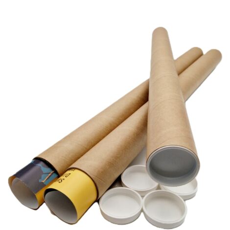 lot de 10 Tubes carton brun pour affiche poster 5 cm x 64 cm (1/3)