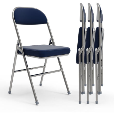 4X Sillas plegables - Acolchada Metal Silla con respaldo