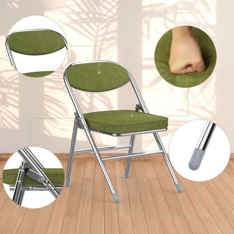 Paquete De 4 Sillas Plegables, Sillas Plegables De Metal Portátiles Para Eventos Para Exteriores E Interiores Con Cojín, Almohadillas Antideslizantes Para Pies, Sillas Apilables, Color Gris