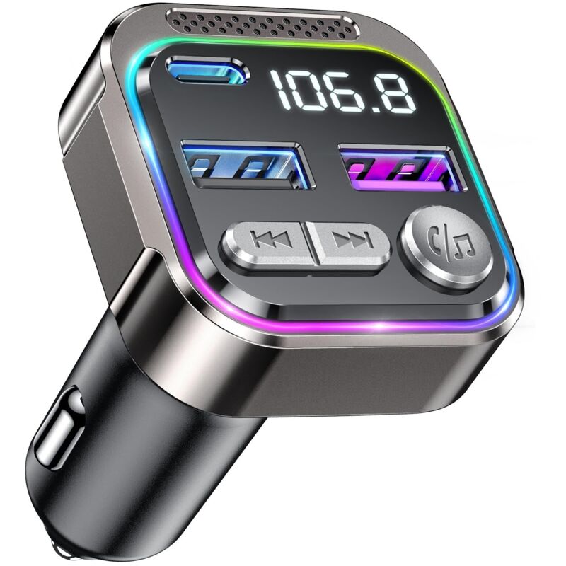 Transmetteur FM Bluetooth Voiture, metteur Radio avec Prise Allume Cigare,  USB C QC PD 36W Adaptateur, Autoradio Bluthooh pour Tlphone Kit Mains  Libres, Car MP3 Musique Player