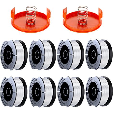 10 Pack Bobine Fil Coupe Bordure Compatible avec Black et Decker Coupe Bordures, A6481 A6485 1.65mm Bobine de Fil Debroussailleuse(8 Fil Coupe Bordure,2 Couvercle,2 Ressort)