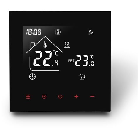 AIMOONSA Thermostat Connecté WiFi pour Chauffage de Chaudière à Gaz Thermostats d'Ambiance,Thermostat Programmable Intelligent,Compatible Tuya Alexa Google Assistant 3A,Noir
