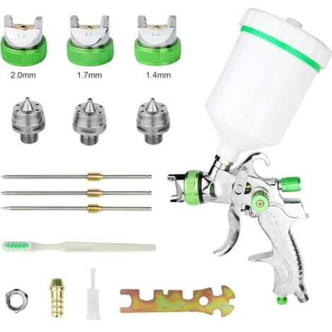 AIMOONSA HVLP Professionnel Pistolet Peinture 600cc avec 3 Buses 1,4mm 1,7mm 2,0mm, Pistolet pulvrisateur d\'air Alimentation par gravit HVLP Meubles de Voiture