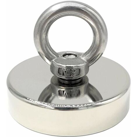 AIMOONSA aimant nodyme 140 kg force diamtre 60 mm, aimants avec anneaux de levage puissant pour l\'industrie et la science, pche magntique