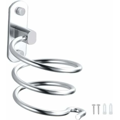 AIMOONSA Support de Sche-Cheveux Support Mural en Aluminium pour Sche-Cheveux Support de Cble pour Cuisine Salle de Bains Accessoires de Salle de Bains (Argent)