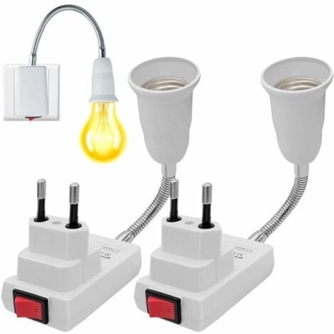 AIMOONSA Douille E27 avec Interrupteur sans Fil, 2 Pices 360 degrs rglable support ampoule e27, adaptateur douille ampoule, pour Bureau Chambre Cuisine, Lampe de Lecture au Lit (sans ampoule)