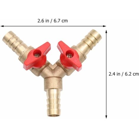 Raccord En Y Laiton 3 Voies 10 Mm Avec Robinets - Lot De 2, Pour Tuyau D'arrosage, Air, Eau
