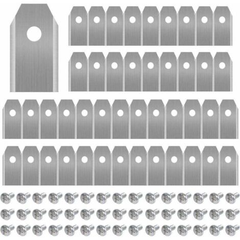 AIMOONSA 45 x Lames de Rechange en Titane, Lames de Tondeuse Gazon pour Toutes Les Tondeuses Robotiques Husqvarna Automower, Gardena, Yardforce, Robuste (3g / 0.75mm) avec Vis
