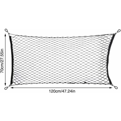 Filet De Rangement Bagages 90x120 Cm Universel - Pour Coffre De Voiture, Toit, Camping, 12 Crochets