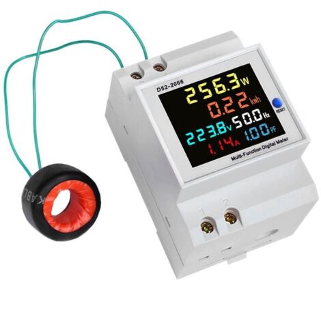 Wattmtre Digital Prcis 220V Sous Compteur lectrique Rail DIN Monophas pour Mesure Consommation lectrique, Puissance, Courant, Frquence