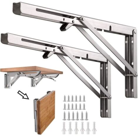 Aimoonsa – Lot de 2 supports consoles pliables en acier inoxydable – Charge maximale 60 kg – Dimensions 300mm – Installation facile pour garage et atelier - 132lb