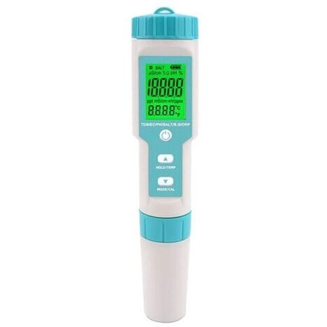 Testeur de salinit de piscine Compteur de pH et de salinit d\'eau sale Numrique 5 en 1 Testeur de pH et de salinit de piscine Compteur de salinit pour piscine, bain remous et spa de nage
