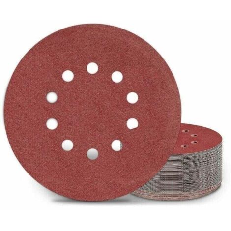Disques de ponage 225 mm, 25 tampons de ponage ronds P120 grain 10 trous, pour ponceuses long cou, meuleuses pour cloisons sches et meulage des girafes