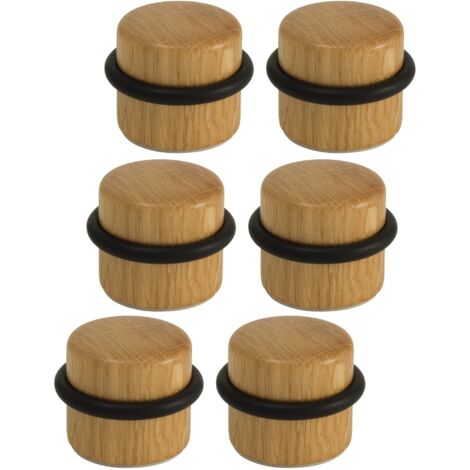 Arrêts de Portes - Butée de Porte Adhésive en Bois pour Sol - Butoirs de Porte Protection de Portes et Murs - Pack 6 unités (Chêne)-AIMOONSA