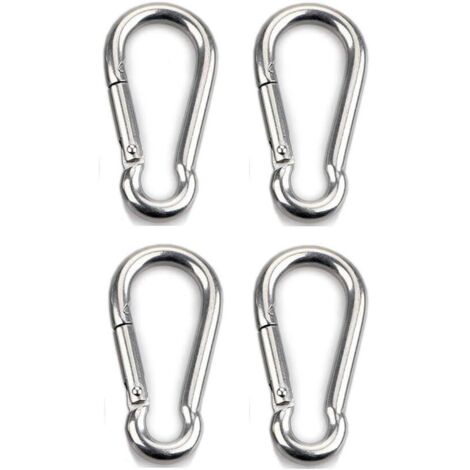 20 Pièces Mousquetons En Acier Inoxydable 304 - 50 X 5 Mm M5 Pour Porte-Clés, Camping, Pêche Et Randonnée