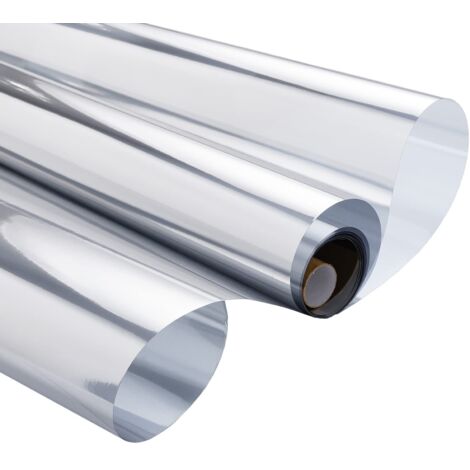 Film fenetre Anti Regard Film Miroir sans Tain Anti Chaleur Anti UV Électrostatique Protection de la Vie Privée pour Fenetre de Bureau Maison Magasin 40×200CM Argent-AIMOONSA
