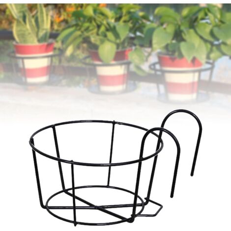 Lot De 4 Supports De Pots De Fleurs Suspendus En Métal - Porte-Pots Balcon & Clôture, Design Robuste Antirouille