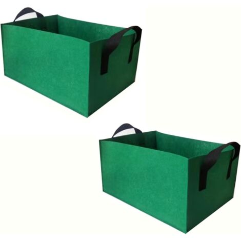Lot de 2 Sacs de Culture en Tissu Non tissé épais – Pots de Fleurs rectangulaires avec poignées for légumes, Fruits et Fleurs(Green 2,40x30x20cm)