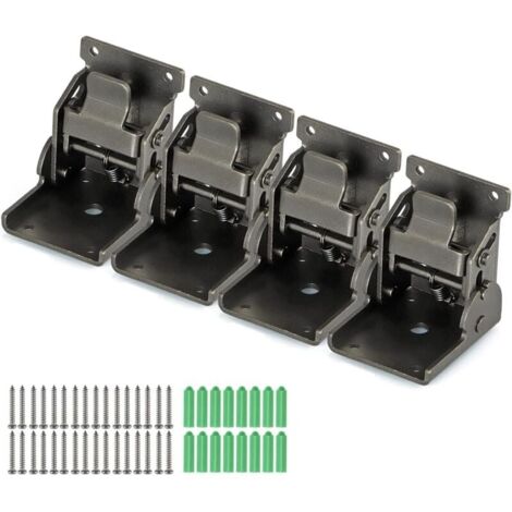 Supports pliants robustes, charnires autobloquantes 90 degrs pour pied de table, tagre murale, 330 lb par, paquet de 4 (Gunblack)