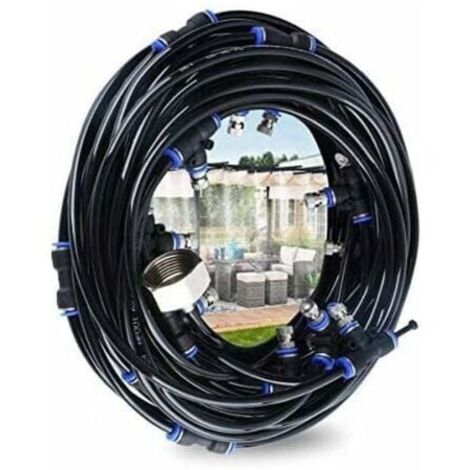 Brumisateur Exterieur,Systme de Brumisation,10M Brumisateur Terrasse avec 9 Buse Brumisateur +1 Buses de Rechange+1Adaptateur (en Laiton, 3/4\"),Brumisateur pour Patio Jardin Serre Trampoline