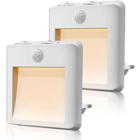 Lot de 2 Veilleuse Prise Electriqu-Veilleuse Enfant avec Dtecteur de Mouvement-Luminosit rglable,Veilleuse LED(Blanc Chaud/Froid-Rglable),Plug and Play Lampe Nuit pour Chambre Bb,Cuisine,Couloir