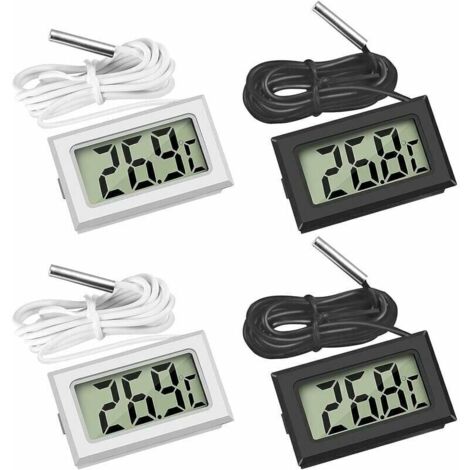 Mini Digital LCD Thermomtre Temprature avec Sonde de Temprature Capteur Testeur ,(2X Noir 2X Blanc) (1/4)