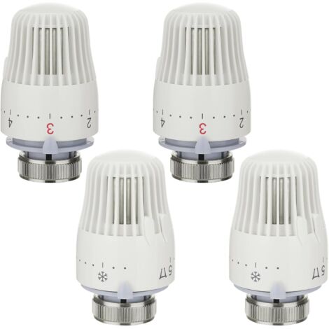 Thermostatic Radiator Head 1 to 5 Adjustment Functions Thermostatic Radiator Tap with Frost Protection for Office and Home, M30 x 1.5, White