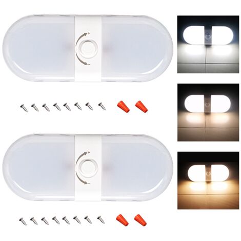 LED 12v Éclairage Plafonnier, 2 PCS Lumières Intérieure à LED Lampe Eclairage avec Interrupteur Marche,Lampes de Toit à Intensité Variable spot 12v Led Camping Car,pour Camping-Car, Bateau, Caravane