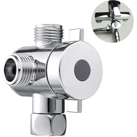 Vanne de commutation universelle 3 voies pour salle de bain - Entrée G1 / 2 et 2 prises (G1 / 2) - Pour pommeau de douche manuel et tête de pulvérisation fixe - Pièces de rechange pour robinets de