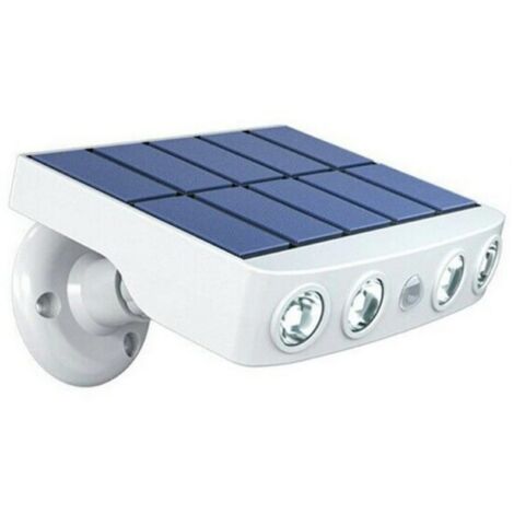 2Pcs Lampe solaire extérieur étanche orientable avec détecteur de mouvement - Panneau a recharge rapide Haute Qualité - 4 Leds COB Blanc froid 500 Lumens - Allumage automatique IP65 Neige Pluie Chaleu