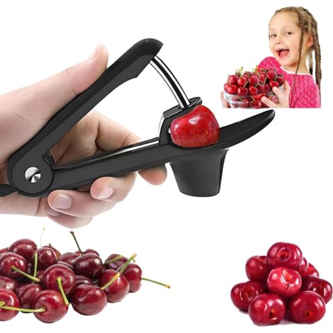 Dénoyauteur à Cerises en Acier Inoxydable,Dénoyauteur Olives, Denoyauteur Cerise et Prune Dénoyauteur de Cerises Manuel(noir)