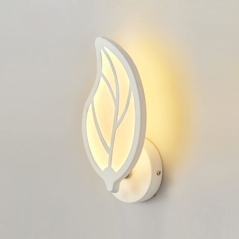 Applique Murale LED 12W, Applique Murale Acrylique, Lampe Murale Interieur Blanche Forme de Feuille, Applique Murale Enfant, Applique Art Deco pour Salon, Chambre, Chevet (Lumière Chaude)