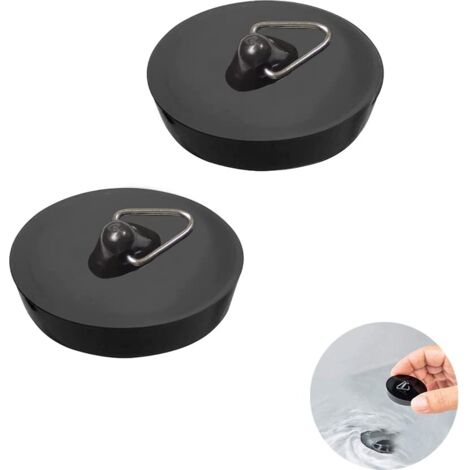 2 Pièces Bouchon de Vidange, Bouchon D'évier pour Vidange Ø 44 à 42 mm, Bouchon d'Évier en Caoutchouc avec Anneau de Suspension, Bouchons Universels, pour Baignoire, Cuisine, Salle de Baine