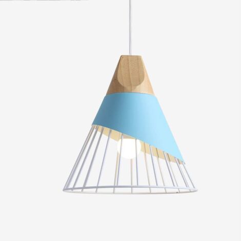 Suspension Moderne Industrielle Bois Suspension Luminaire Abat-Jour En Métal Plafonnier E27 Lustre Simple cage Créatif Réglable Pendante Fer Pour Salon Chambre Salle À Manger Cuisine Salon