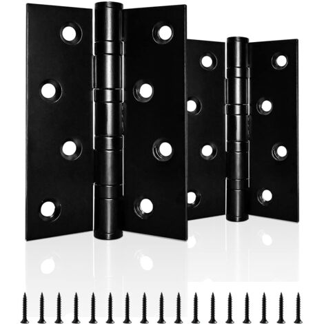 Lot de 1 paire de charnières de porte robustes à roulement à billes en acier inoxydable chromé pour bois intérieur extérieur Noir 100 mm (1/5)