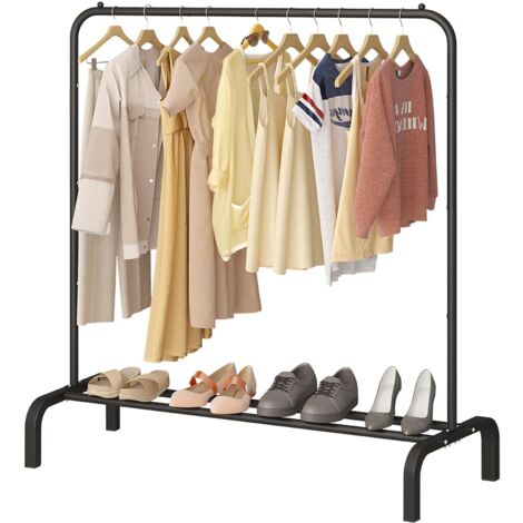 Portant à vêtements avec étagères à Chaussures, de qualité Commerciale, pour présentation, Rangement, Noir (1/5)