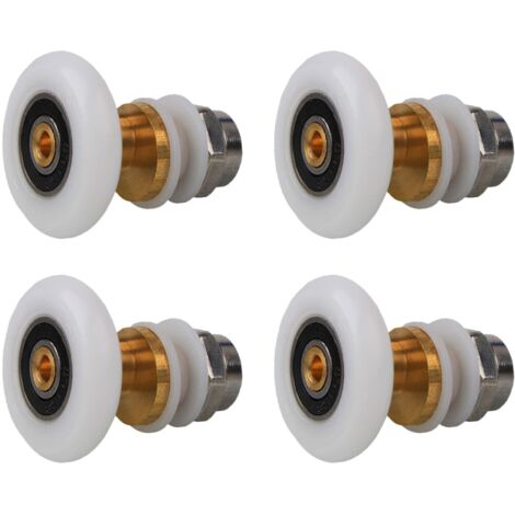 Roulettes Porte de Douche 27mm, Roulette Porte Coulissante Douche en Laiton 4 Pièces pour Rouleau pour Remplacement de Douche Coulissante Verre Porte Coureurs Rouleaux (27MM) (1/5)
