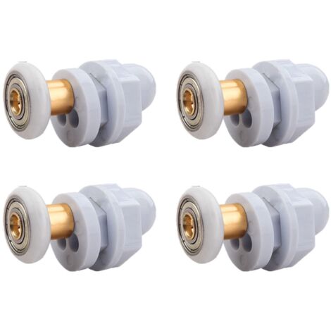 Roulettes Porte de Douche, 4 Pièces Roulette Porte Coulissante Douche en Laiton, Roulette Porte Coulissante, pour Remplacement de Douche Coulissante Verre Porte Coureurs Rouleaux (19MM)