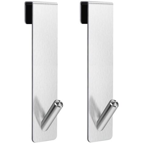 2 Pièces Crochet Douche, Crochet Porte Serviette sans perçage, Crochets de porte pour portes de douche en verre sans cadre, adapter 6-12 mm d'épaisseur (Argent)