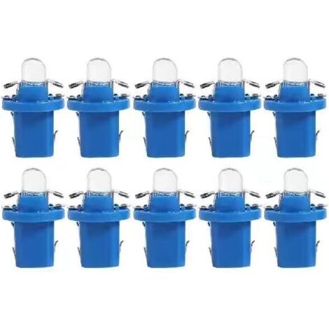 Lot de 10 ampoules LED T5 Lampe avec Support,Ampoules 12V BAX10d B8.5D Ampoule Tableau de Bord pour Voiture et Moto -bleu