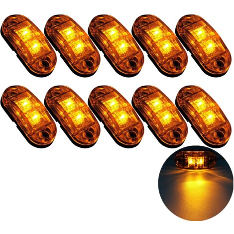 6 x 12 V arancione ambra 3 LED luci di posizione laterali staffe in gomma per camion ribaltabile camion caravan camper van bus