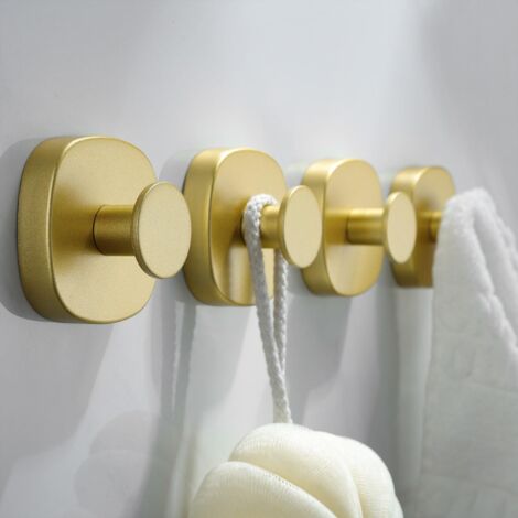 Lot de 4 crochets à ventouse pour douche, crochets de porte robustes en acier inoxydable pour salle de bain,cuisine,porte vitrée,miroir, carrelage,luffa,serviette,manteau,peignoir,jusqu'à 5 kg, doré