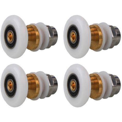 Roulettes Porte de Douche 23mm, Roulette Porte Coulissante Douche en Laiton 4 Pièces pour Rouleau pour Remplacement de Douche Coulissante Verre Porte Coureurs Rouleaux (23MM) (1/5)