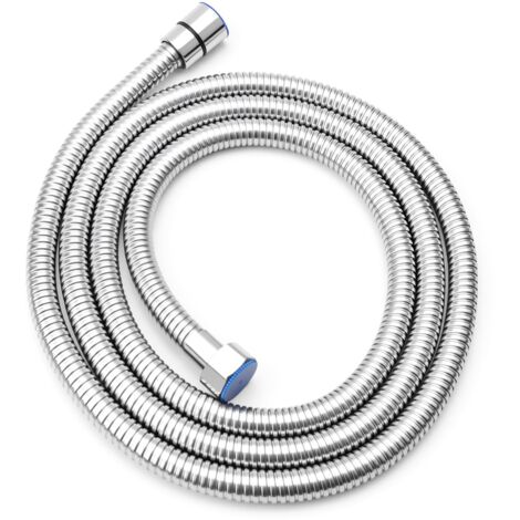 de Douche 2m - Tuyau de Douche en 304 acier inoxydable avec protection Anti-Torsion Haute Pression interface Standard G1/2 design Chromé Convient à Toutes les douchettes (Argent) (1/5)