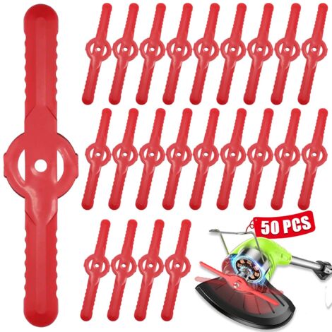 Lot de 50 lames de tondeuse à gazon en plastique, 135 mm, lames de rechange pour tondeuse à gazon sans fil, accessoires pour pelouse, jardin, verger, bois ou pastoral