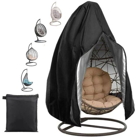 Housse de Chaise Suspendue Oeuf Suspendu Exterieur Jardin Bache de Protection 210D Oxford-Tissu Imperméable Anti-UV Housse de Protection Fauteuil Suspendu pour Patio (Noir,115x190cm)