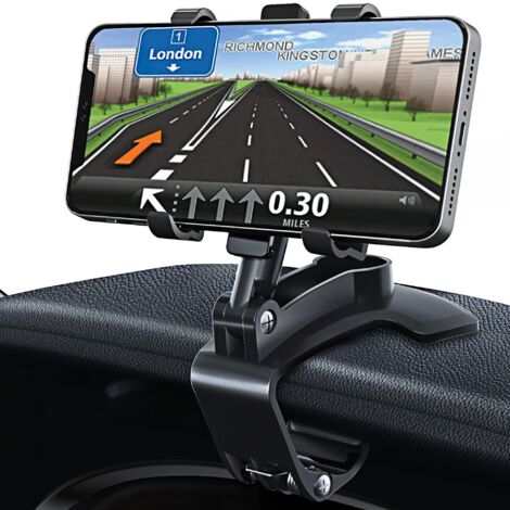 Support de Téléphone Voiture Rotation à 360 degrés, pour Tableau de Bord, Compatible avec GPS et Les téléphones Portables de 4,0 à 7,0 Pouces. Noir
