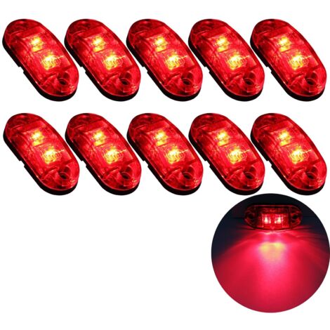 10X 2 LED Feux de Marquage Latéral 12 / 24V Feux De Gabarit LED Remorque Lampe Latérale Avertissement Lumière pour Camion RV Caravan (Rouge)