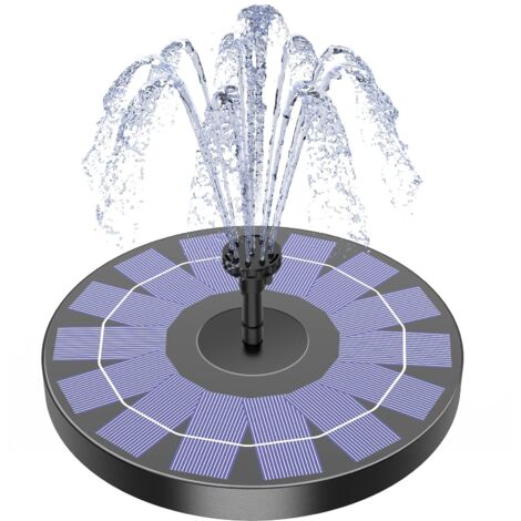 Fontaine solaire à pompe pour bain d'oiseaux avec 6 buses, 2,5 W pou jardin, étang, piscine, aquarium et extérieur(2,5W)